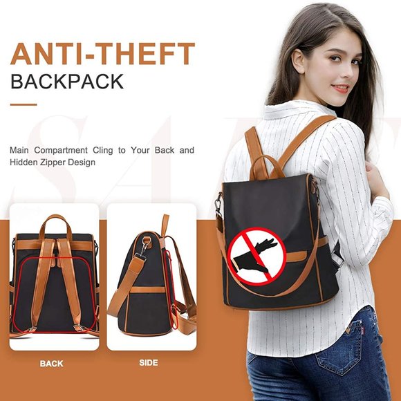 NEW BUX Travel Backpack Anti Theft, Black&brown main image 4